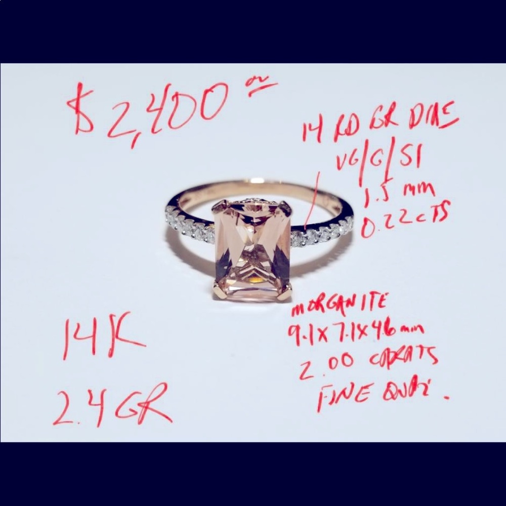 Morganite and Diamond Ring, rose gold band